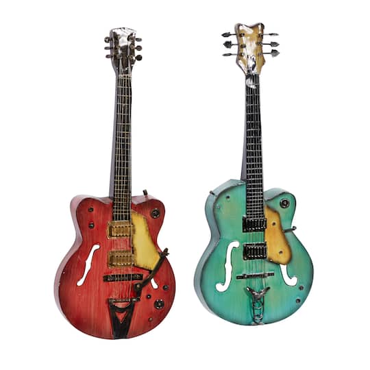 Metal Guitar Wall Décor Set By Ivory And Iris in Crimson/Teal | 14″ x 35″ | Michaels® Metal Guitar Wall Décor Set By Ivory And Iris in Crimson/Teal | 14″ x 35″ | Michaels®